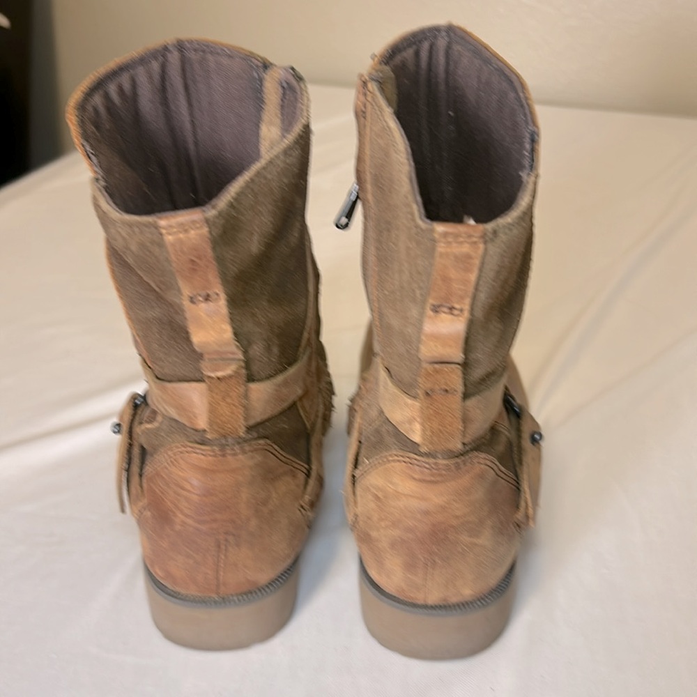 NEW Teva Zip Closure Camel Leather Suede Ankle Boots Women’s Size 6 - Picture 3 of 16
